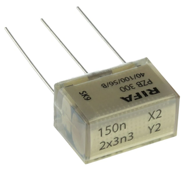 Lot Condensateurs RIFA : 1x 0.15µF X2 + 2x 4.7nF Y2 - 275V, Neuf, Fabrication Finlande