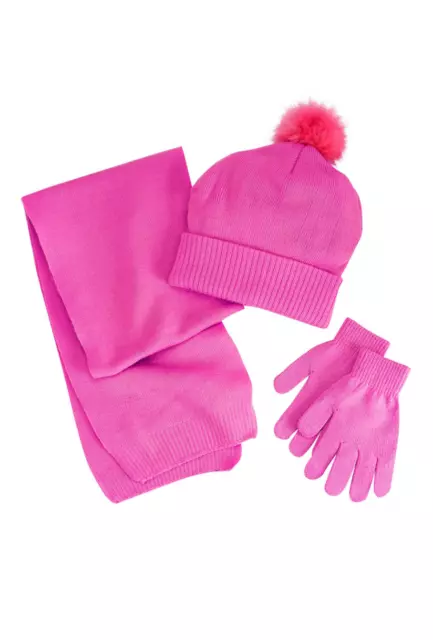 Berkshire Fashions 3 Piece Cold Weather Set Scarf Gloves Beanie Cap Hat Pink