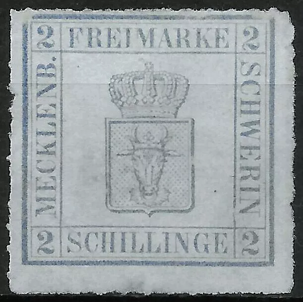 MECKLENBURG-SCHWERIN 1867 _ MiNr. 6b _ 2 Schillinge _ Plattenfehler _ungebraucht