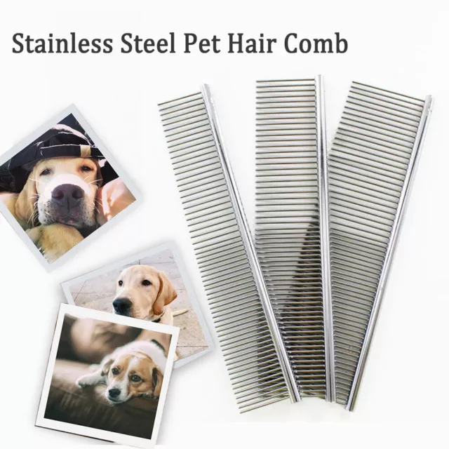Pet Dog Puppy Cat Comb Brush Stainless Steel Hair Fur Trimmer Grooming Flea Comb