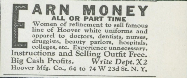 1928 Hoover White Uniforms Doctors Dentists Nurses Sales Rep Vtg Print Ad PR3