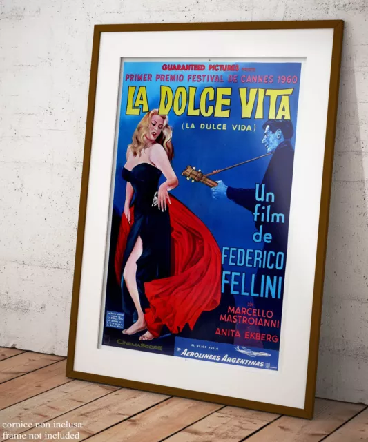 🎥 Poster La Dolce Vita Manifesto Film Vintage Stampa Fine Art di Pregio 🖌