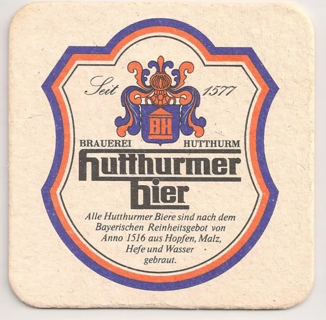 Hutthurmer Bier - alter Bierdeckel "Bayerisches Reinheitsgebot"