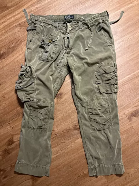 Vintage Polo Ralph Lauren Brown Paratrooper Cargo Pants Size 40x29Men Rare EUC