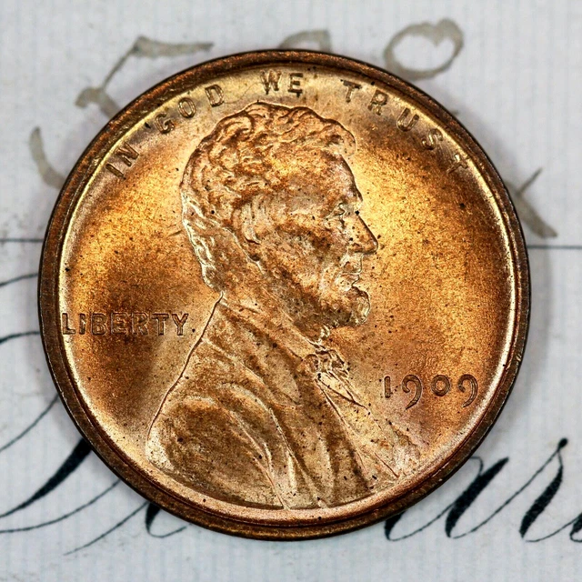 * 1909 Vdb * Blazing Red Gem Bu Ms Lincoln Wheat Penny *From Original Collection