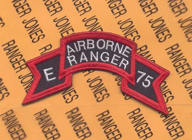 US ARMY E AIRBORNE RANGER 75 Vietnam LRRP LRP 9th Inf Div scroll patch ...