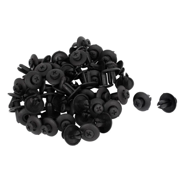 Lot De 100 Clips De Carrosserie Auto Universels - Nylon Noir Et Métal - Pour Pare-chocs, Ailes, Cache-moteur