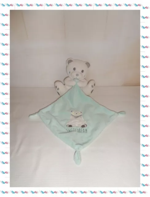 F - Doudou Peluche Ours Blanc Mouchoir Bleu Sweet Dream Simba Toys