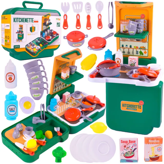 MalPlay Kinderkoffer Küche | klein Chef | tragbare Spielzeugküche | ab 3 Jahre