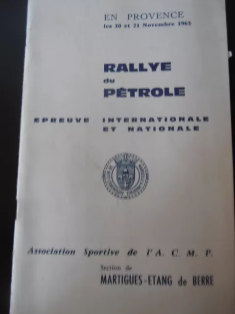 Rare Programme / Règlement Rallye International Du Pétrole Provence  1965 ( R6 )