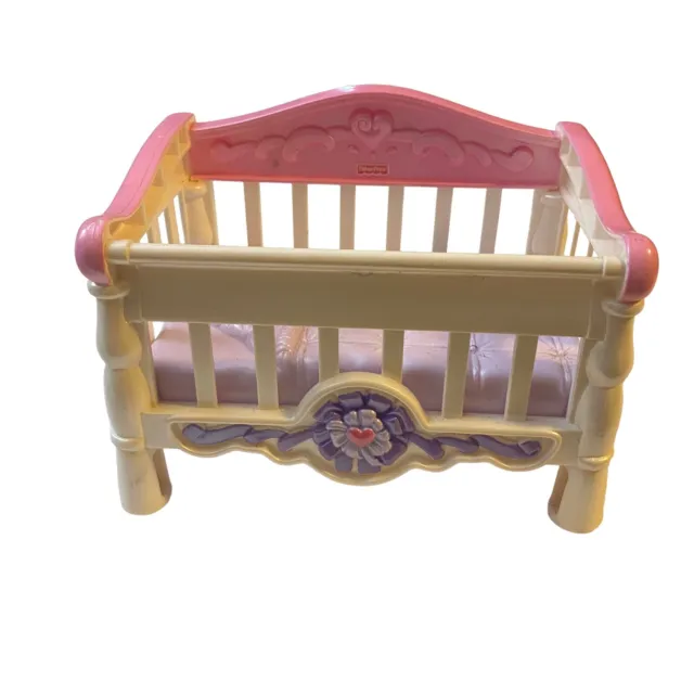 Snap N Style Baby Doll Toy Crib Fisher Price Pink with Purple Nap Time