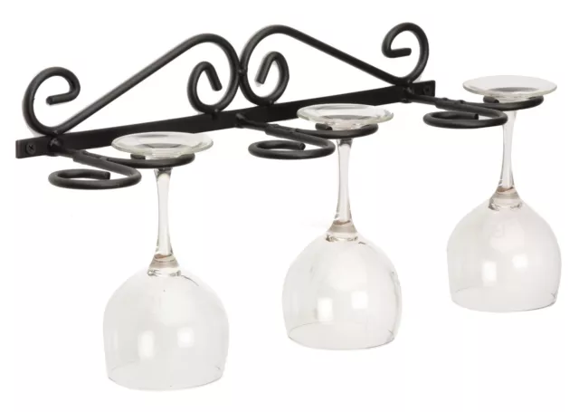 WALL MOUNT WINE GLASS HOLDER - Amish Hand Forged Wrought Iron 6 Glasses Rack USA