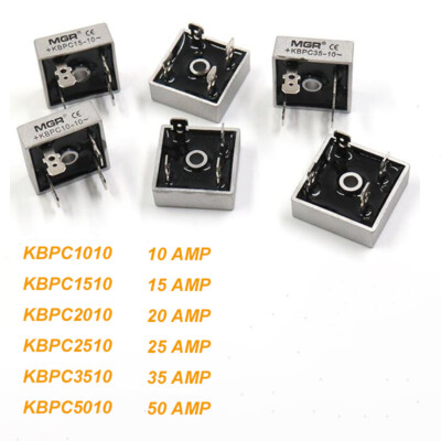 1000V 10A-50A SINGLE Phase Diode Bridge Rectifier Metal Case KBPC1010