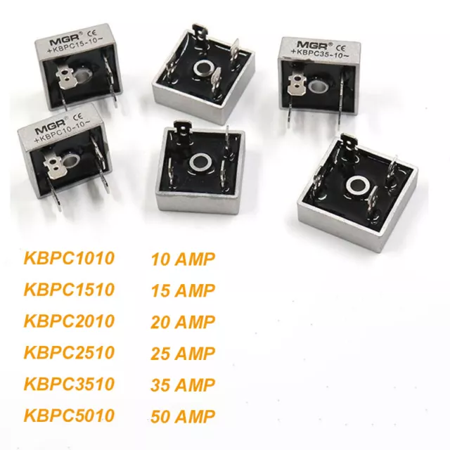 1000V 10A-50A Single Phase Diode Bridge Rectifier Metal Case KBPC1010-KBPC5010