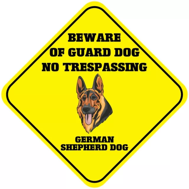 Crossing Sign German Shepherd Dog Beware Guard No Trespassing Cross Xing Metal