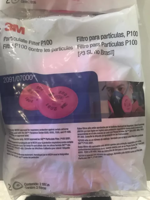 *¡Estados Unidos! Paquete de 2 filtros de partículas 3M 2091 P100 ¡sellados EE. UU.!*