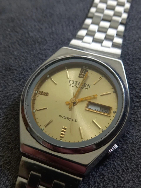CITIZEN AUTOMATIC 4 038843SMT. 21 Jewels Gold Dial Day Date Mens Watch. WORKING EUR 36 02 PicClick IT