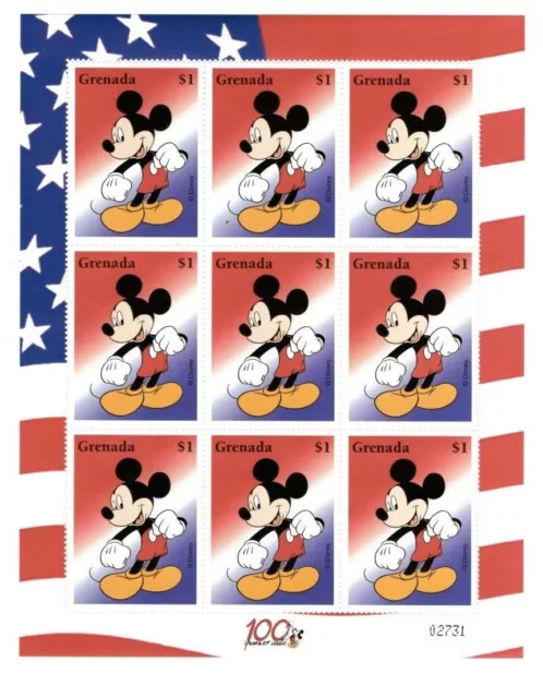 Grenada 2002 - Disney - Mickeys Mouse Stars And Stripes - Sheet of 9 Stamps MNH