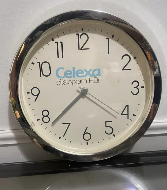 Rare ~ CELEXA Wall Clock ~ Drug Rep Pharmaceutical Promo 10” Round Working