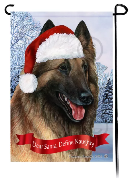 Dear Santa, Define Naughty Garden Flag - Fawn Belgian Tervuren 017