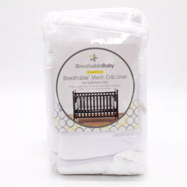 BreathableBaby Breathable Mesh Liner for Full-Size Cribs, Classic White 3mm Mesh