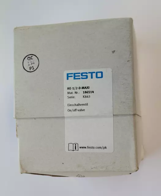 FESTO HE-1/2-D-MAXI 186514 valvola di accensione - NUOVA / IMBALLO ORIGINALE - worldwide shipping