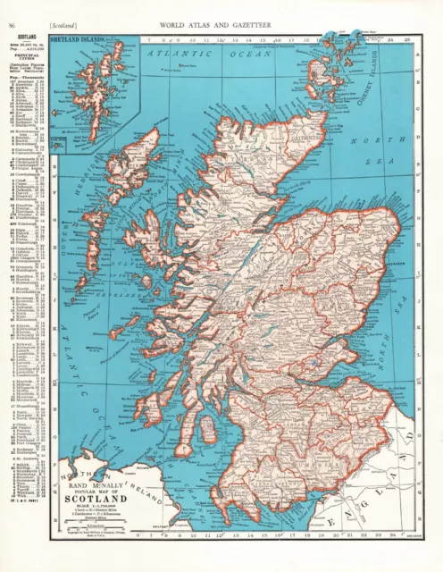 1945 Vintage MAP of SCOTLAND Atlas Map Scotland Gift or Gallery Wall Art 9673