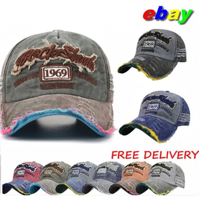 Distressed Vintage Trucker / Baseball Cap Cotton Men Women Adjustable Denim Hat
