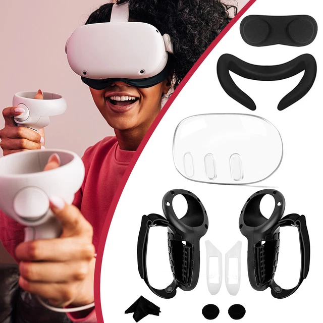 10 in 1 Cover Clear PC VR Shell Cover Controller Cover for Meta Quest 3(Black)