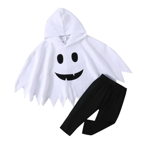 Halloween Ghost Costume Baby Girl Boy Hooded Cape Pants Outfit Party Fancy Dress