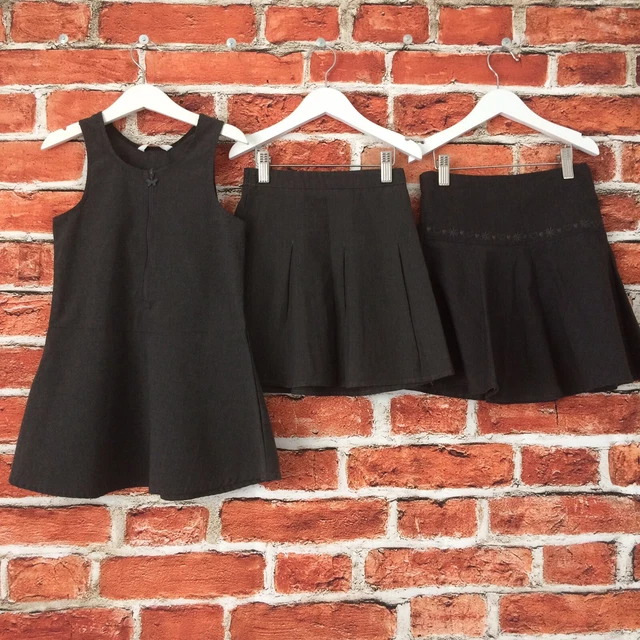 Girls 4-5 Years Girls School Uniform Bundle Grey Pinafore Dress Grey Skirts