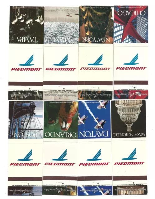 8 Piedmont Airlines   Matchcovers     Cities Highlighted 2