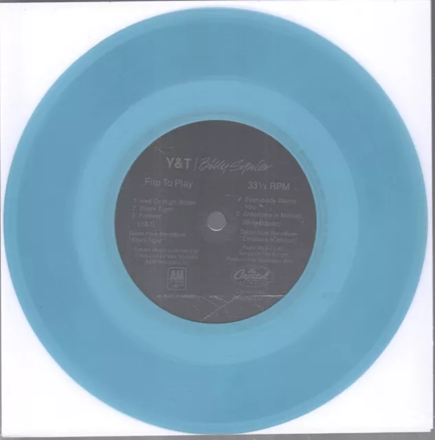 Y&t/Billy Squier Hell Or High Water/Everybody Wants You 7" vinyl UK split blue