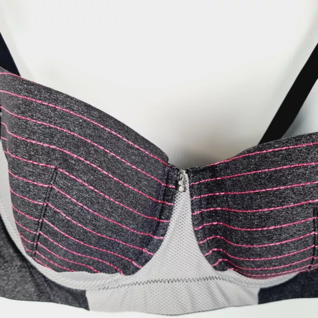 Q-Linn Ladies Grey Pink Sports Bra Underwired Padded Adjustable Straps Size 14D 3