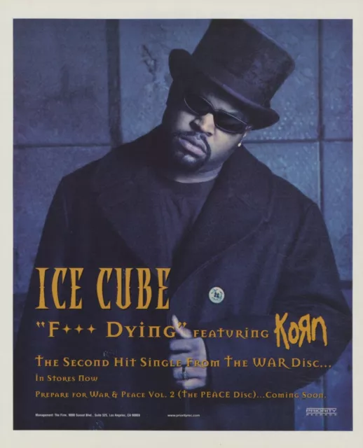 Ice Cube Fxxx Dying Features Korn Original Promo Ad, Mounted w/Magnetic Frame! 3