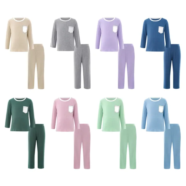 Kid Boys Girls Casual Sleepwear Long Sleeve Top+Long Pants Pajama Set Loungewear