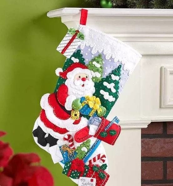 Bucilla SANTA'S SWEET SHOP Felt Christmas Stocking Kit FACTORY