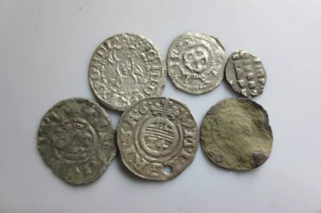 European medieval 6 silver coins lot