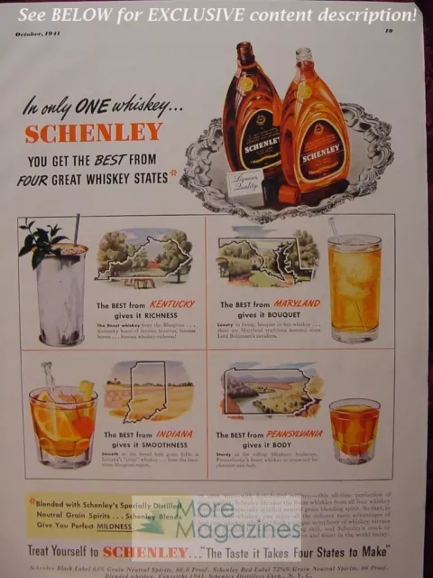 RARE Esquire Advertisement AD 1941 SCHENLEY Blended Whiskey! WWII Era