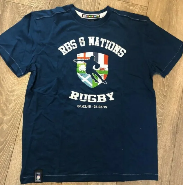 T-shirt a maniche corte da uomo blu rugby 6 six nations 2015 taglia XS