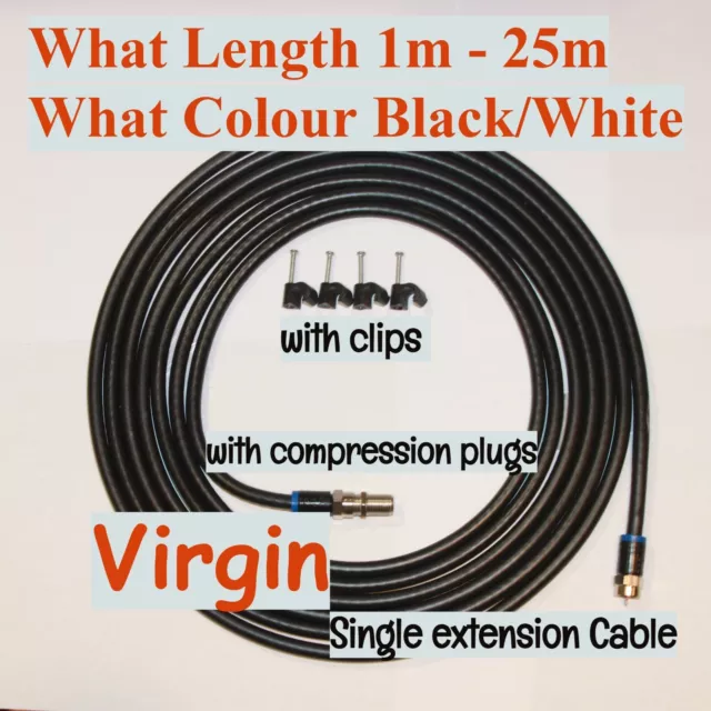 Virgin Media extension cable lead kit for TV Broadband TIVO Superhub with clips