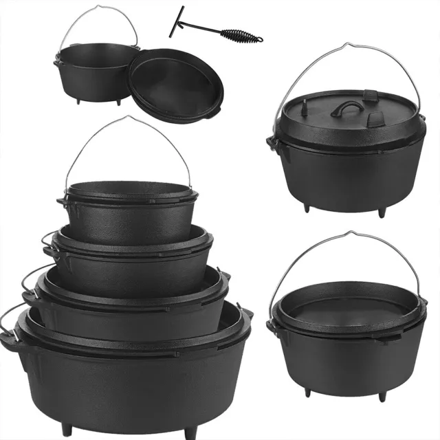 Dutch Oven Feuertopf Kochtopf Gusseisen Deckelheber Gusstopf Potjie Camping