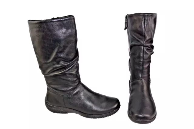 HOTTER MYSTERY BLACK leather mid calf zip up boots UK size 4. EU 37. EXF fitting 29.99 PicClick UK