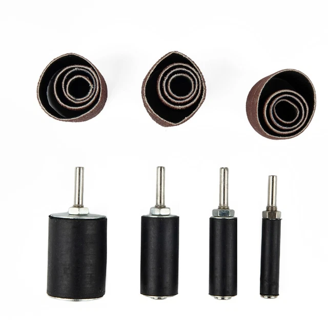 Brand New Sandpaper Rolls Ring Spool 16Pcs Set Black + Red-brown Emery