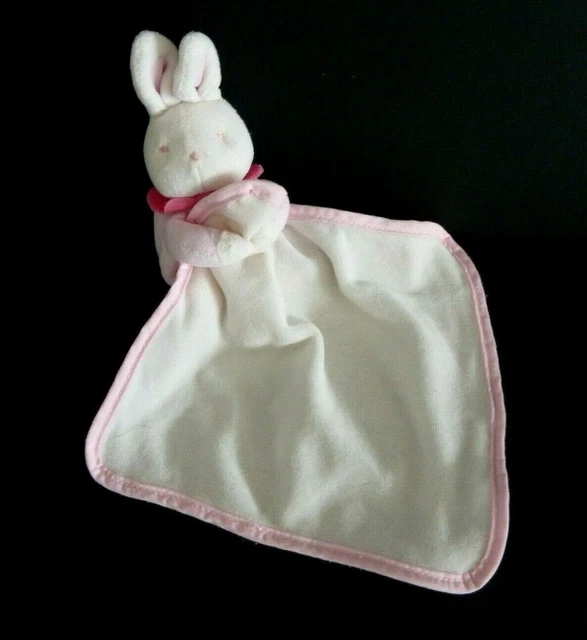 89. Doudou Peluche Klorane Bebe Lapin Blanc Rose Mouchoir - Excellent Etat 2