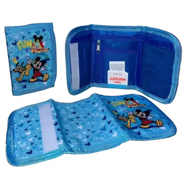 Mickey Mouse Modern Blue Canvas Tri Fold Wallet Blue