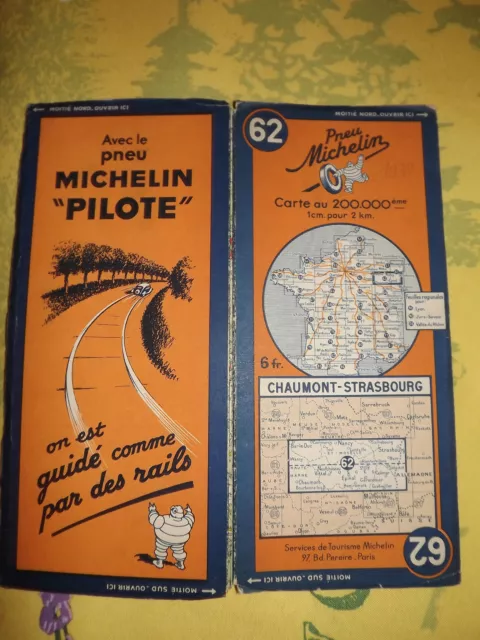 carte michelin 62 chaumont strasbourg  1938