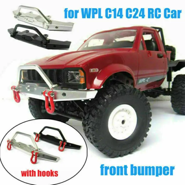 For WPL 1/16 C14 C24 RC Truck Upgrade Metal Front Bumper Hook Guard Spare Parts