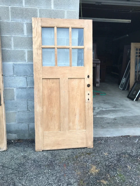 MAR 315 Antique Oak Beveled glass entry door 6 light Stripped 36 X 79.75