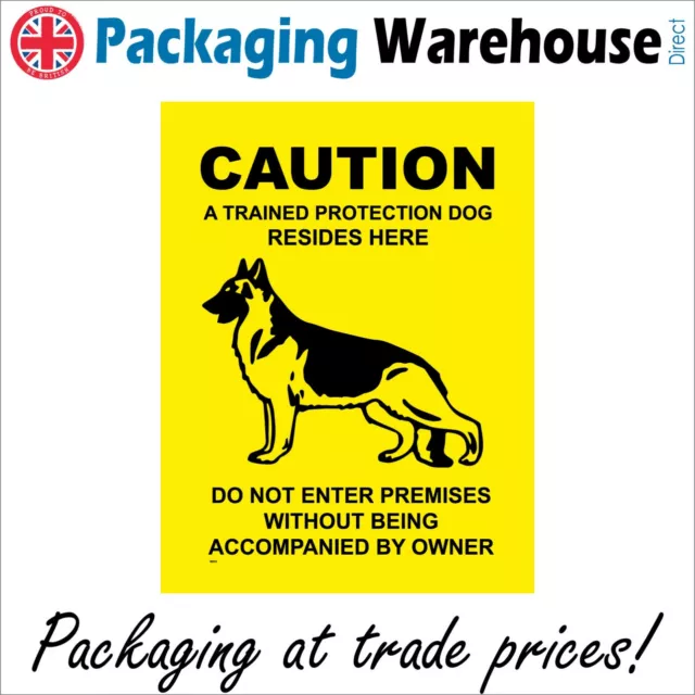 CAUTION A TRAINED PROTECTION DOG - Safety WARNING Sign A - SE002 sticker / rigid